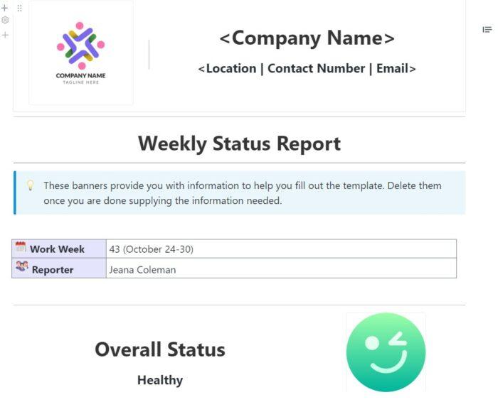 Free Project Status Report Templates Daily Weekly Monthly