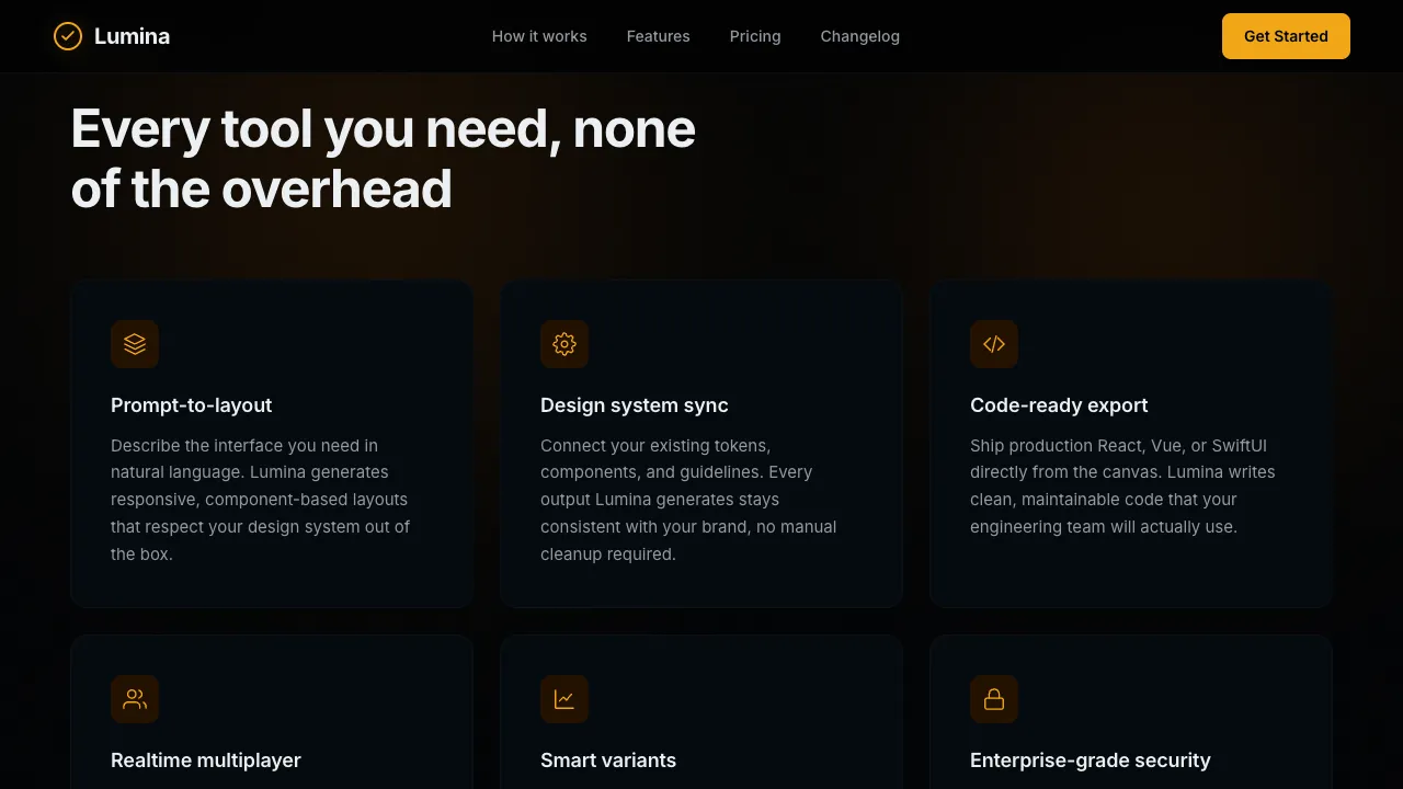 Lumina features section