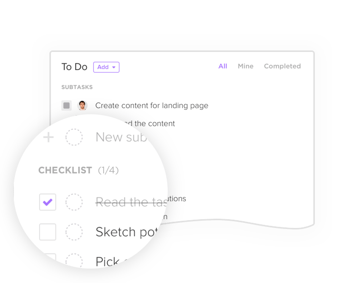 ClickUp task checklist