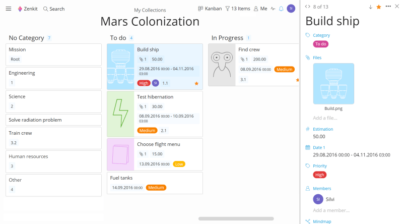 captura de tela do zenkit