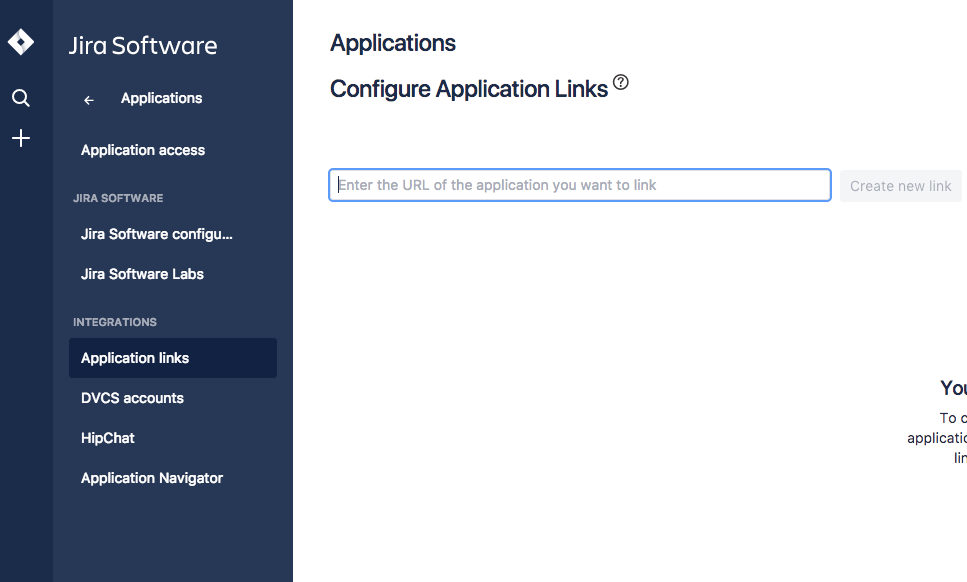 configure the application link Jira