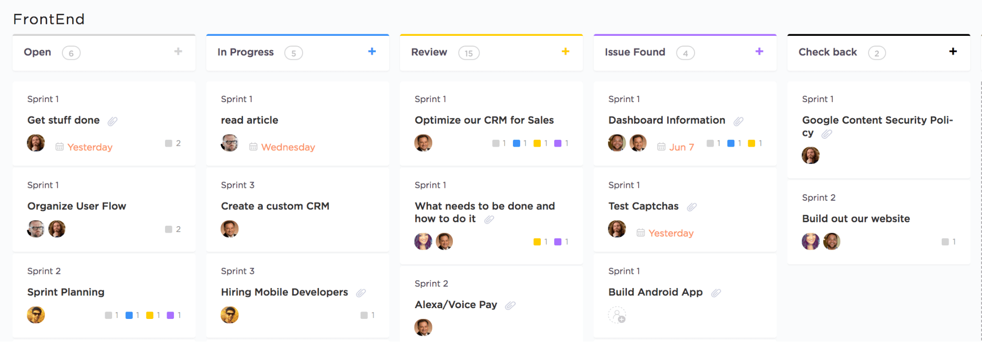 ClickUp Kanban view