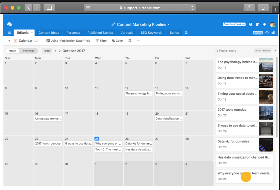 airtable calendar view ical