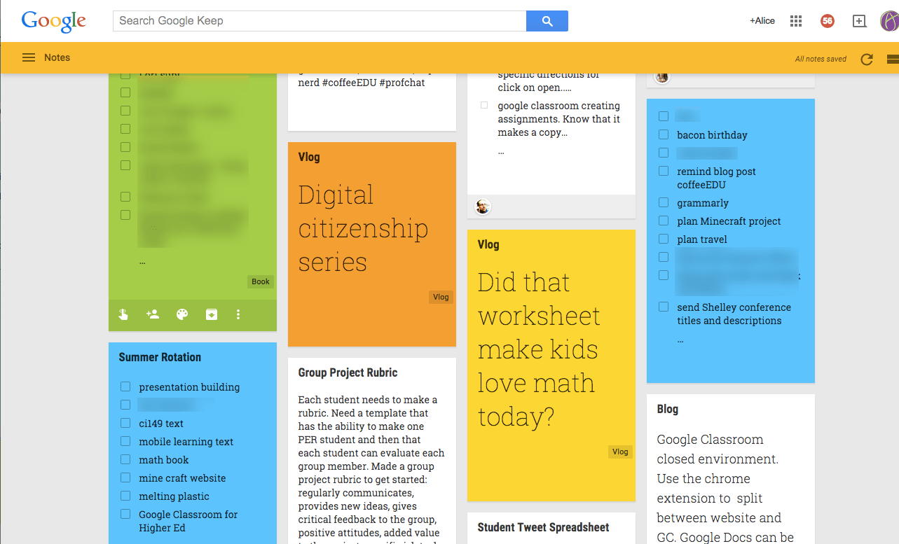 Google Keep note taking app