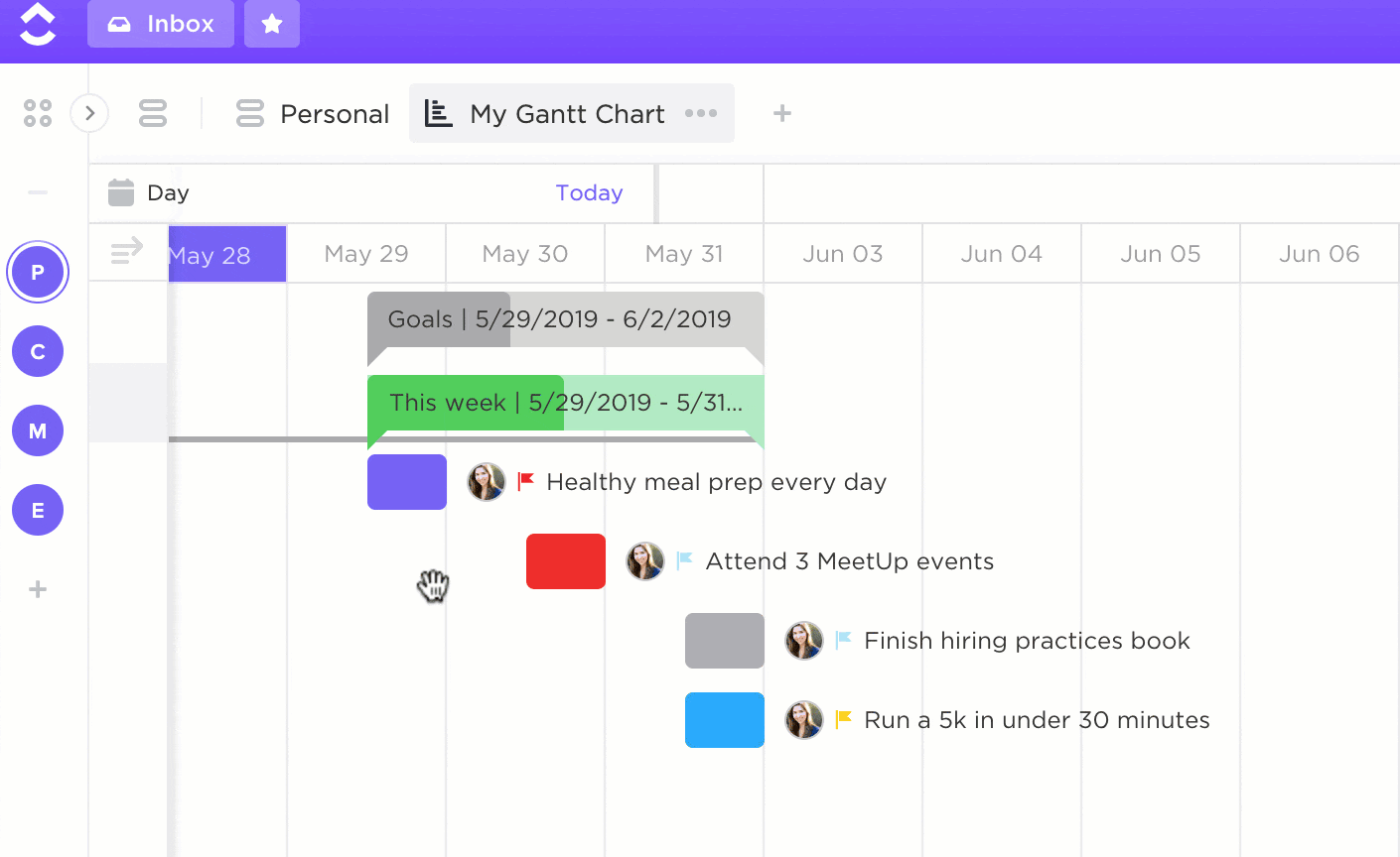 Gannt Chart View in ClickUp Project Management Software