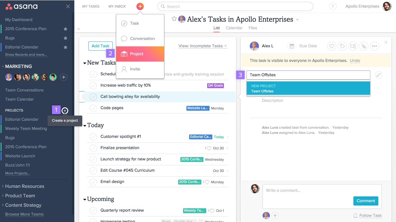 Asana Produktbeispiel