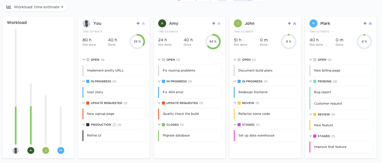 vista de caja en clickup