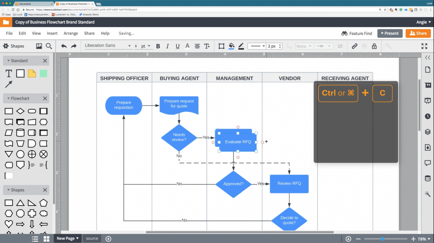 Tangkapan layar dari tampilan editor Lucid