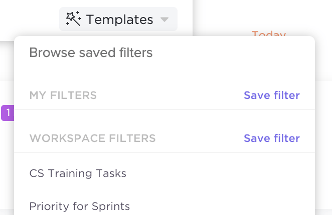 saved filters