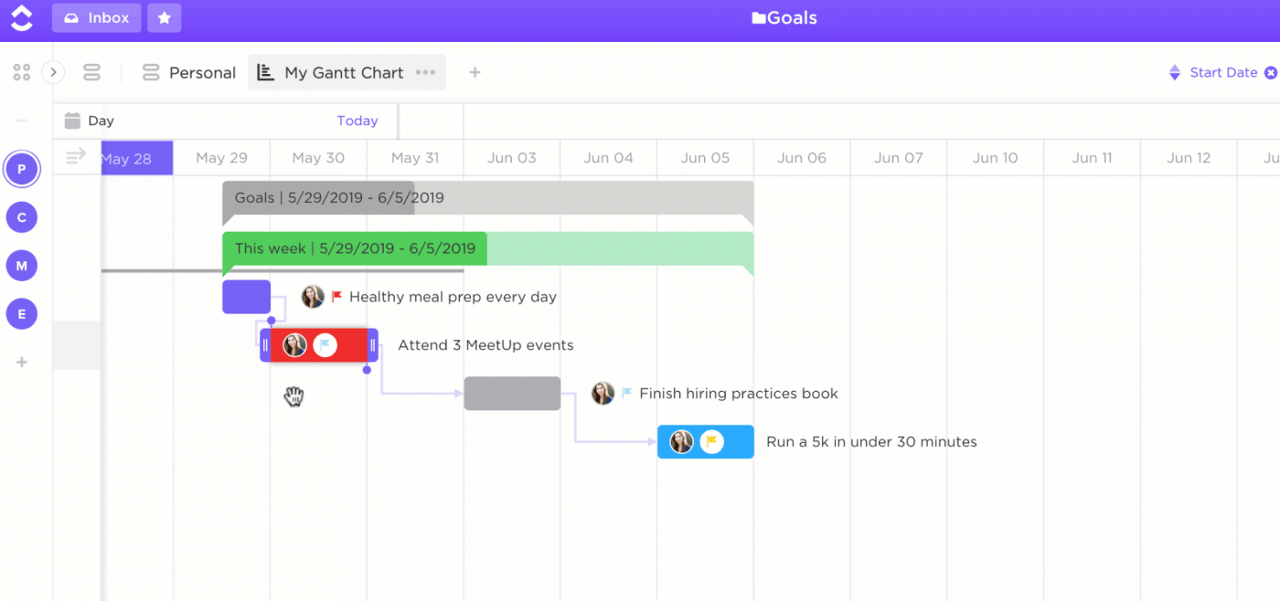 project gantt chart in clickup