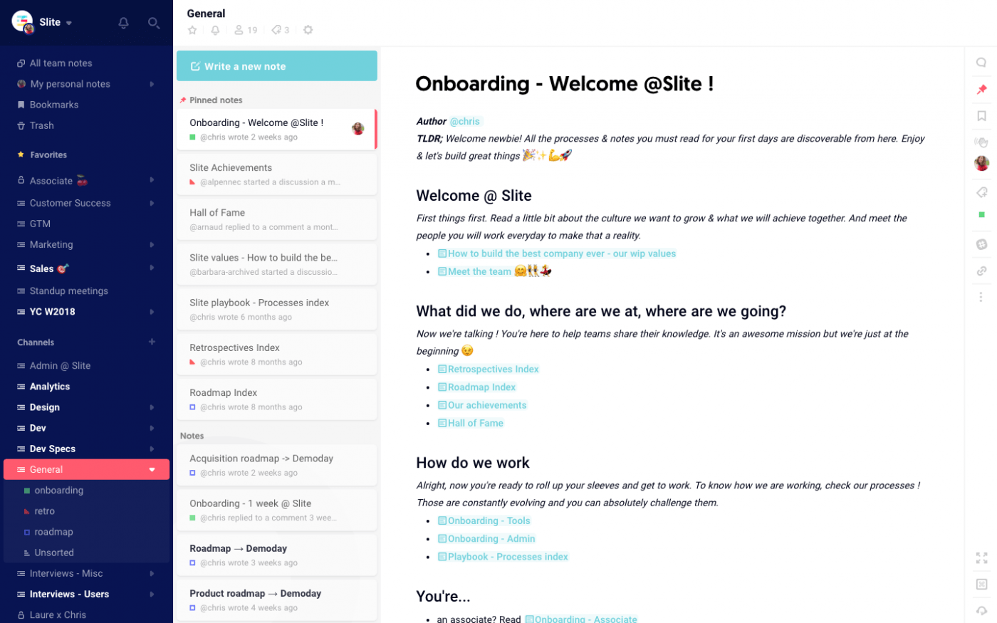 Notitieprogramma's voor Mac: welkomstnotities in Slite