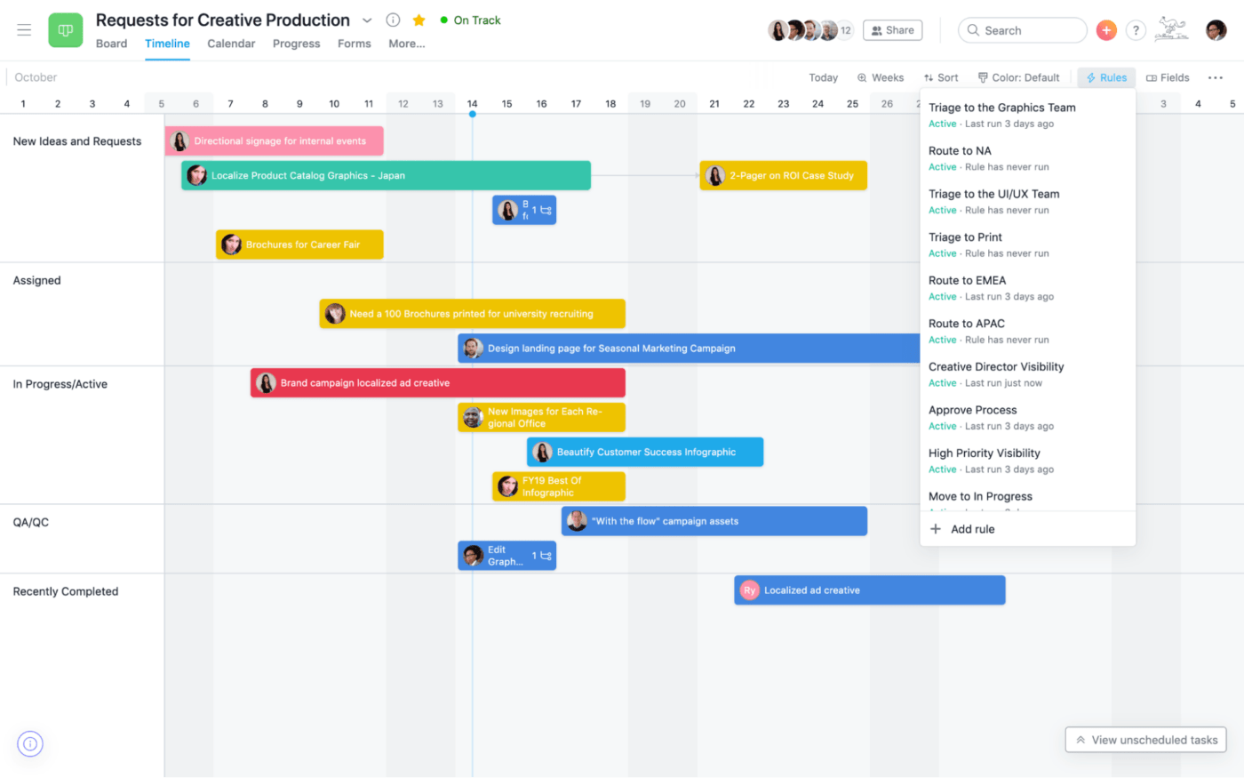 Gerenciamento de fluxo de trabalho da Asana