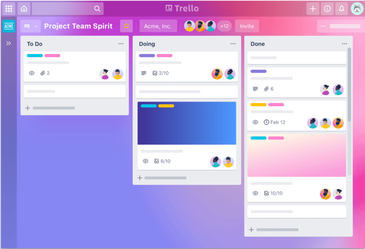 Trello Kanban Board view