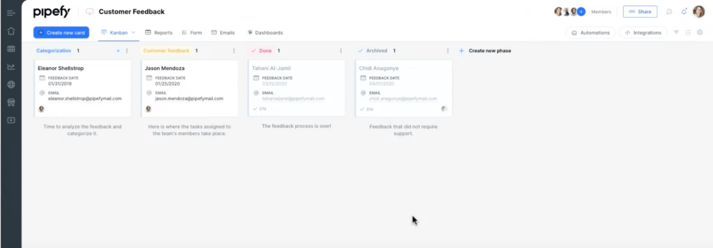 Workflow management in Pipefy