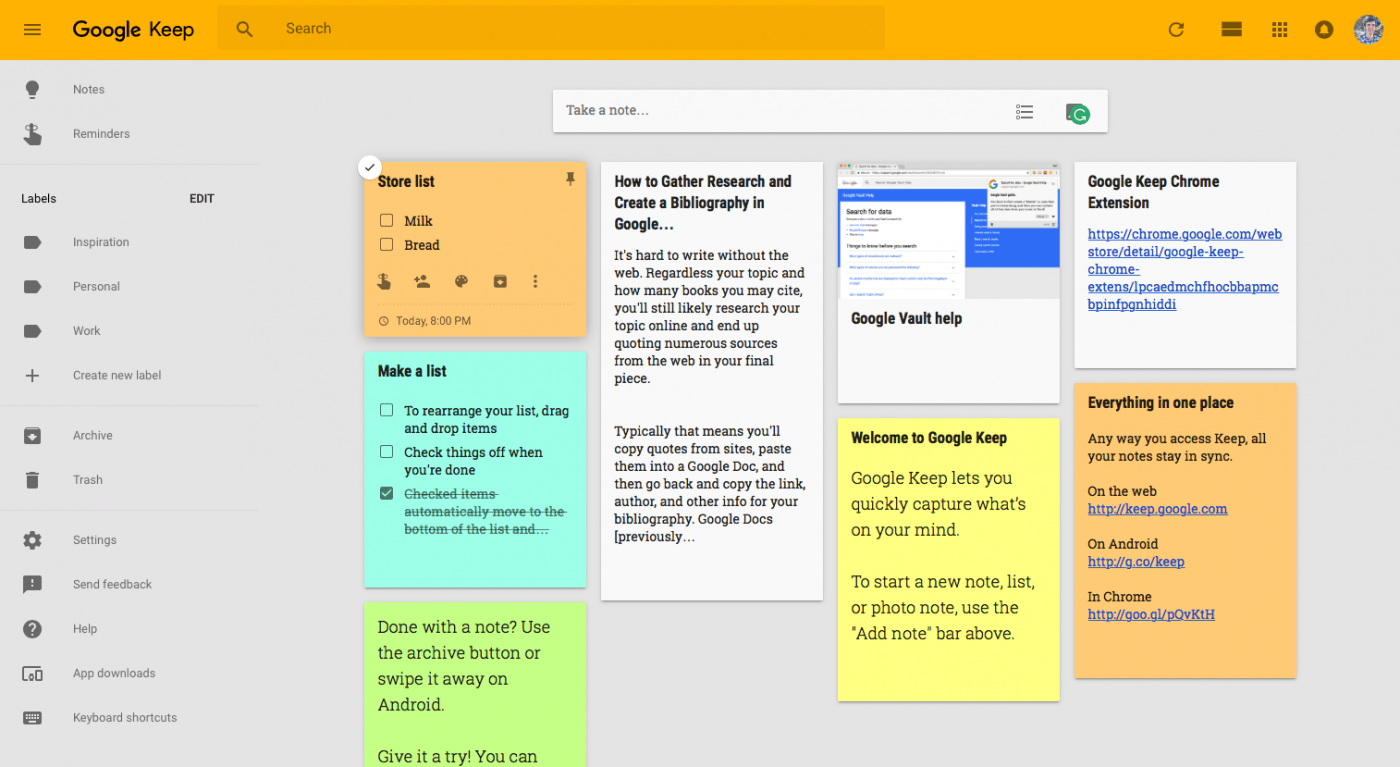 google keep and evernote