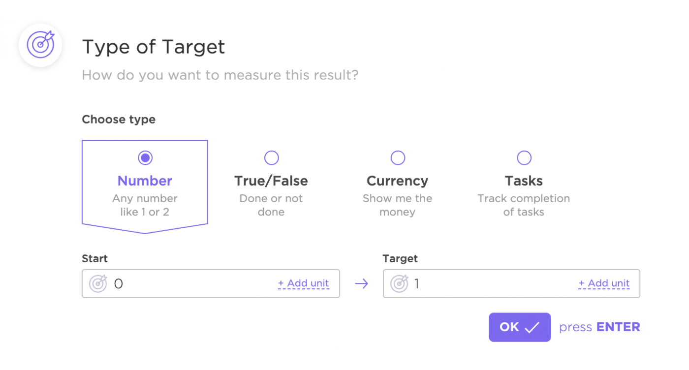 types of targets in clickup goals