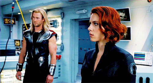 Thor and Black Widow gif