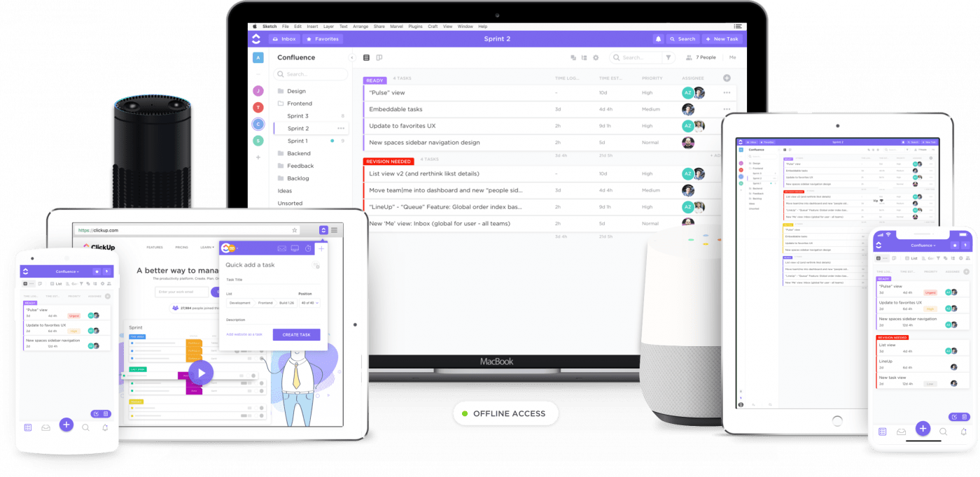 clickup suite em vários eletrônicos