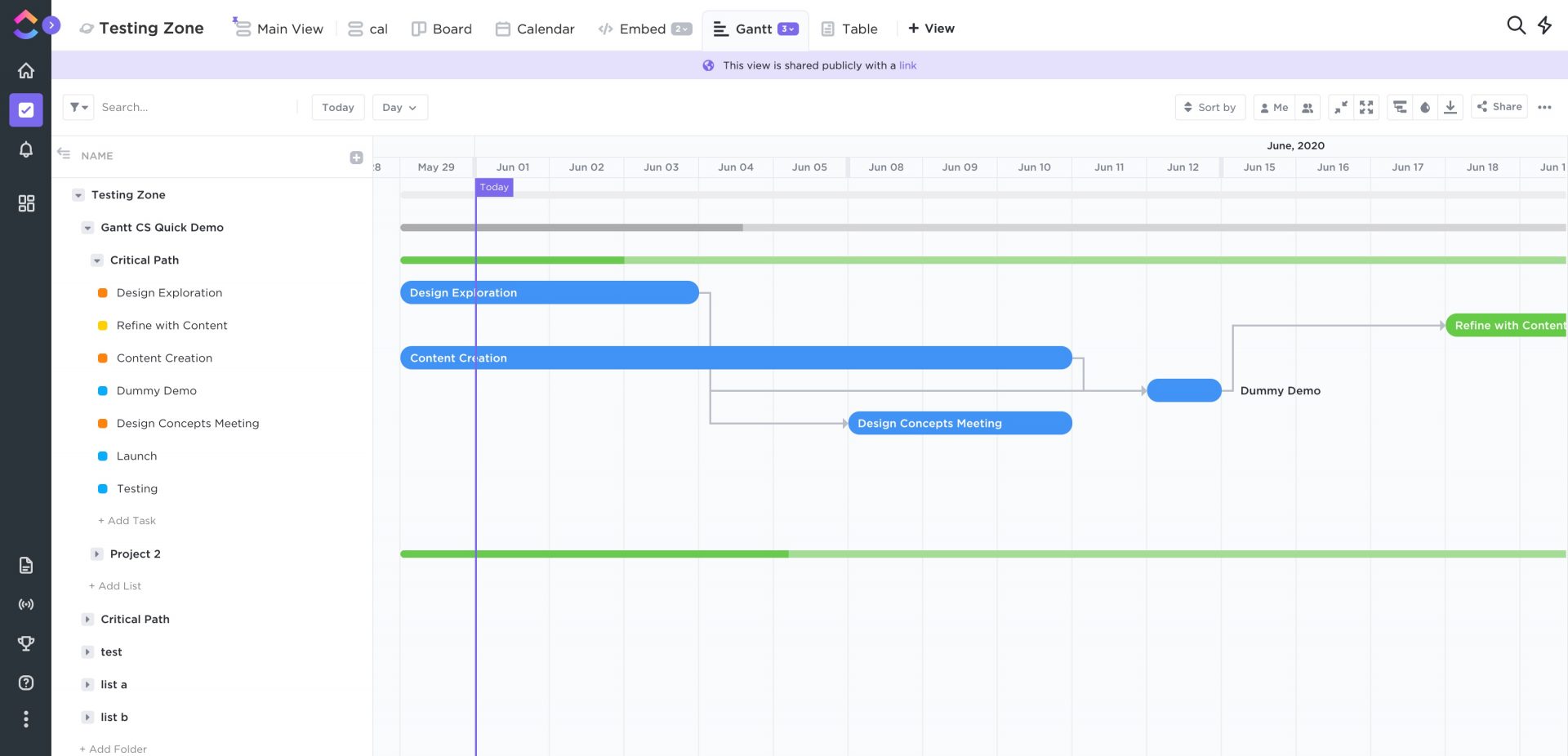 gantt chart project view in clickup 