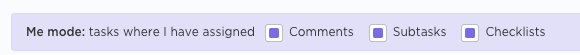 ClickUp's me mode filter options