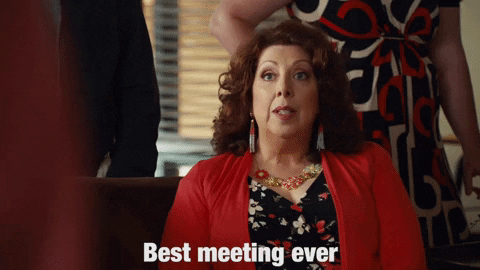 woman saying best meeting ever