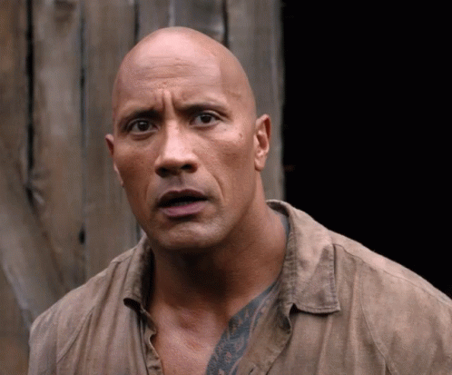 Dwayne "The Rock" Johnson looks surprised and confused