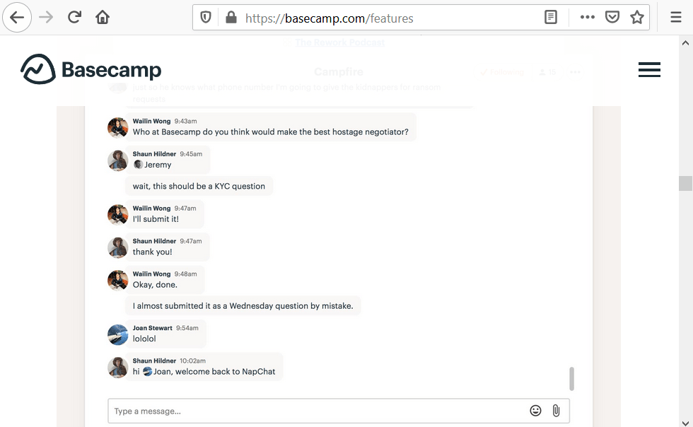 basecamp chat