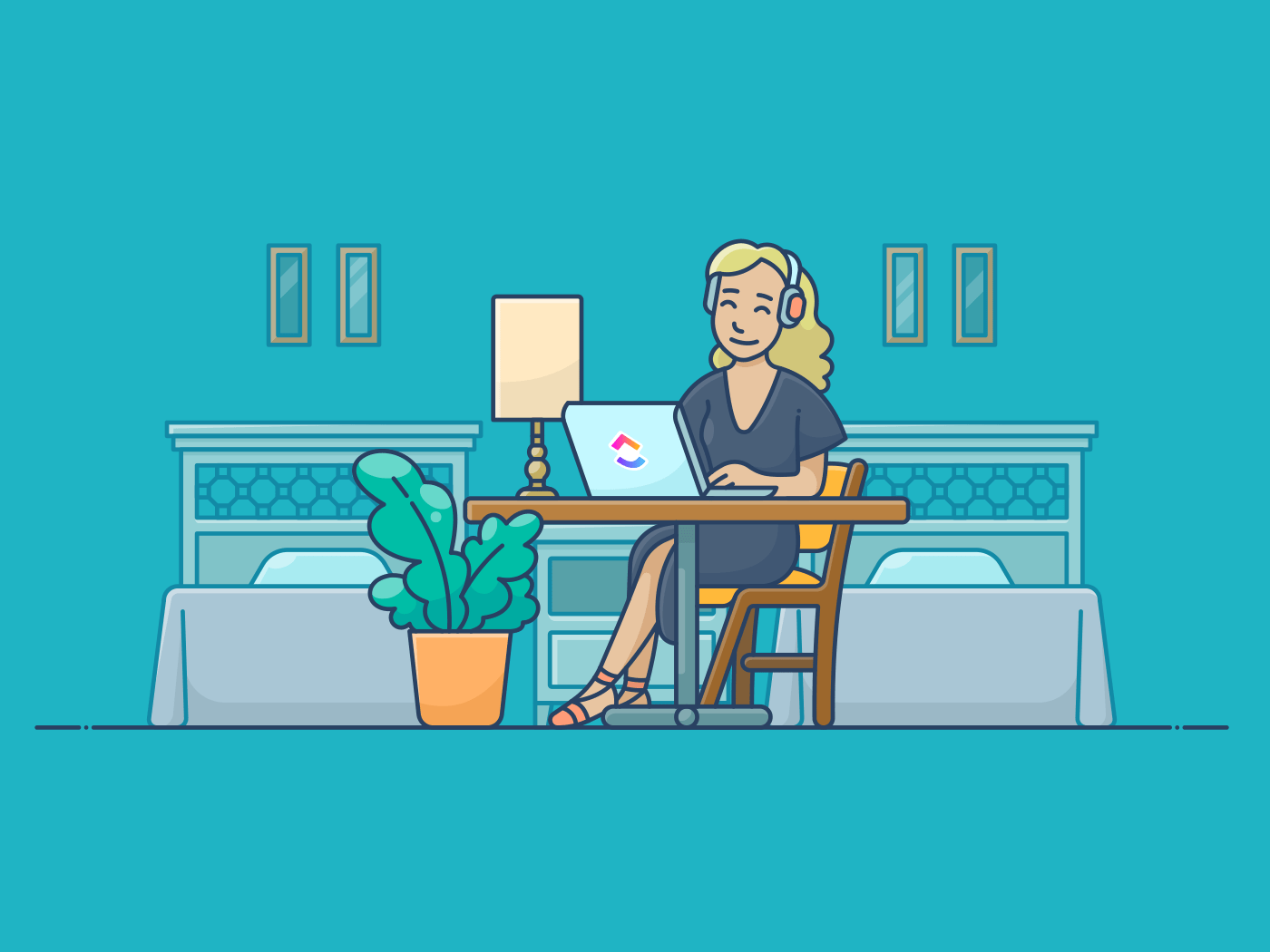work from home clickup illo
