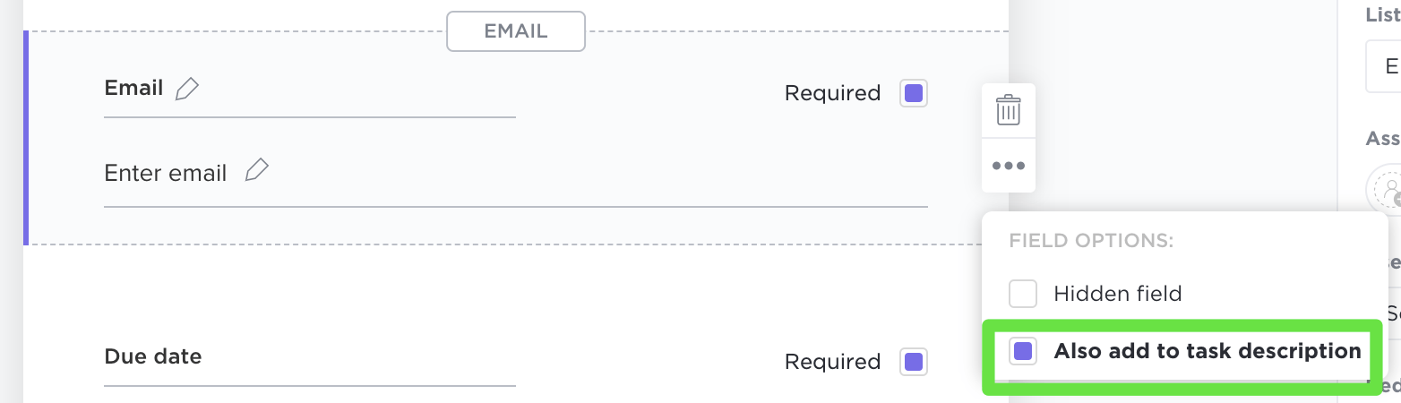 editing a form in clickup 