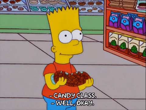 Bart and Homer Simpson at a grocery store
