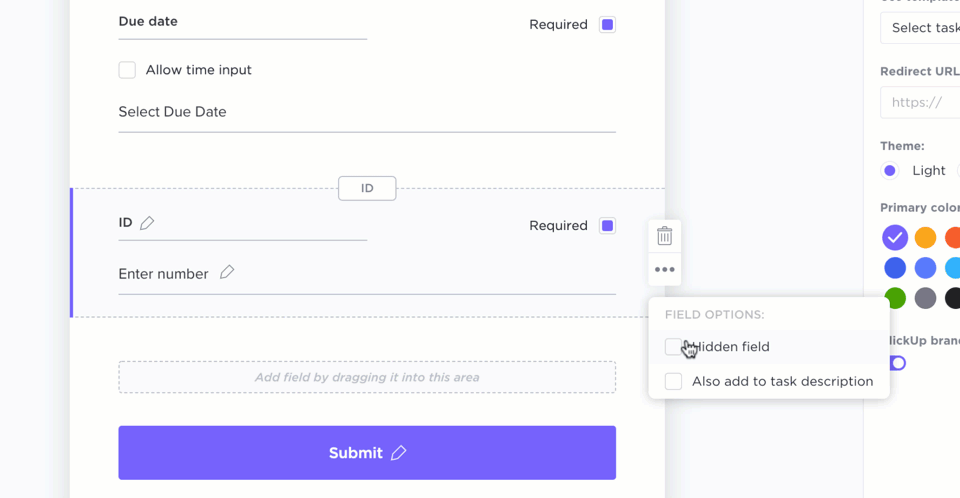 editing form fields in clickup forms