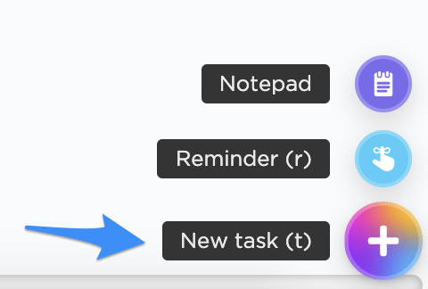button to create a new task in clickup