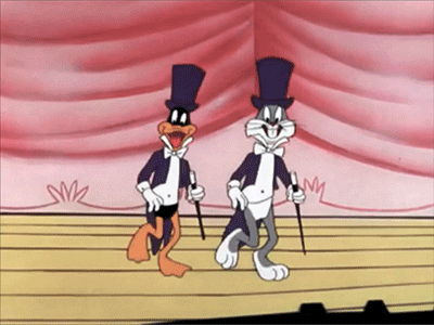 Bugs bunny and Daffy Duck dancing gif