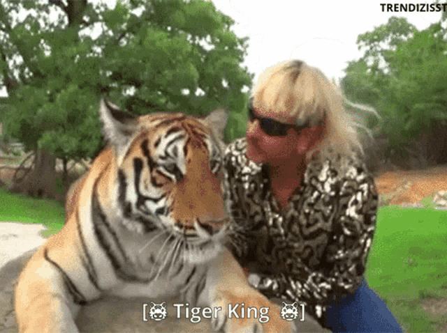 Tiger King petting a tiger gif