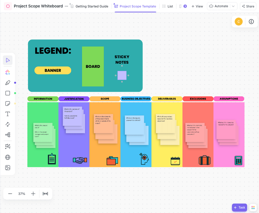 ClickUp Project Scope Whiteboard Template