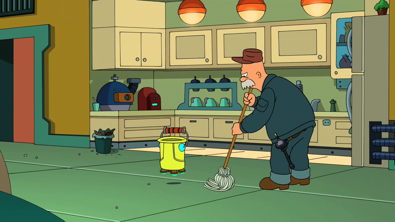 man mopping floor