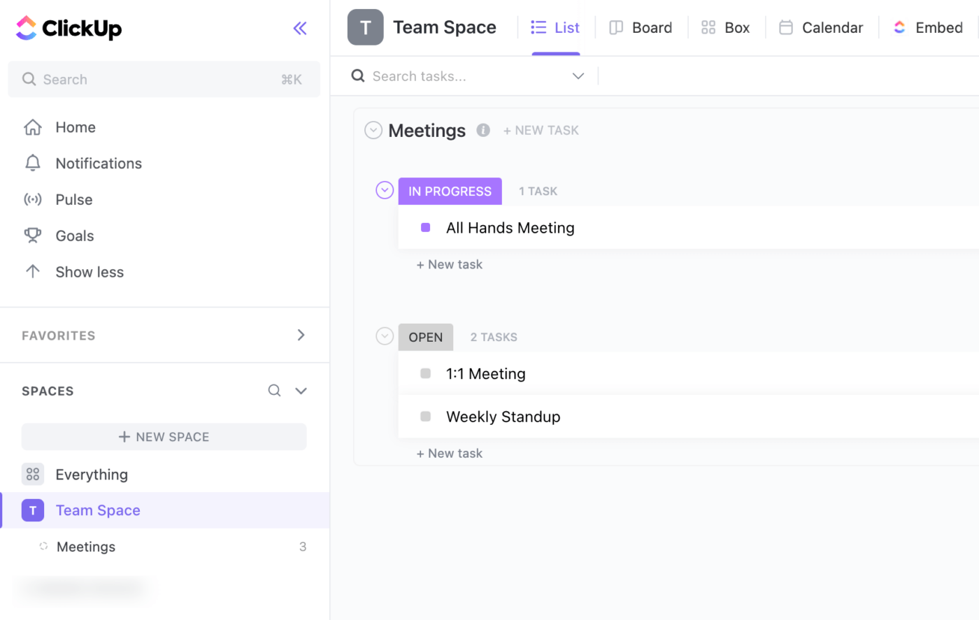 How to manage a software development team remotely: monitoring tasks in ClickUp's List view