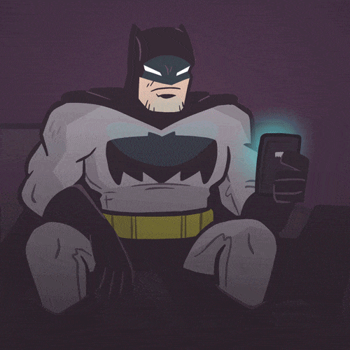 batman auf einem Mobiltelefon