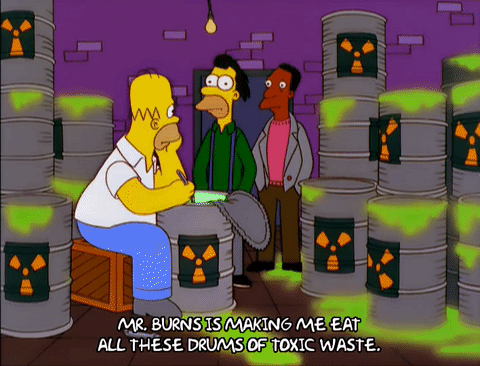 Homer eating toxic waste