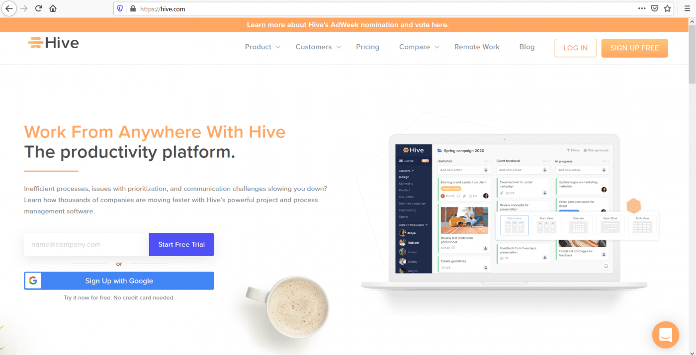 Hive home page