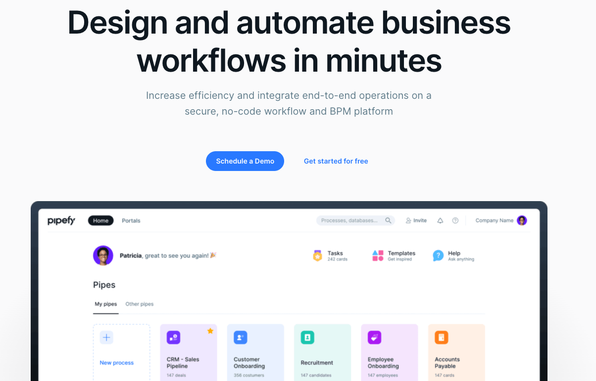 Pipefy home page