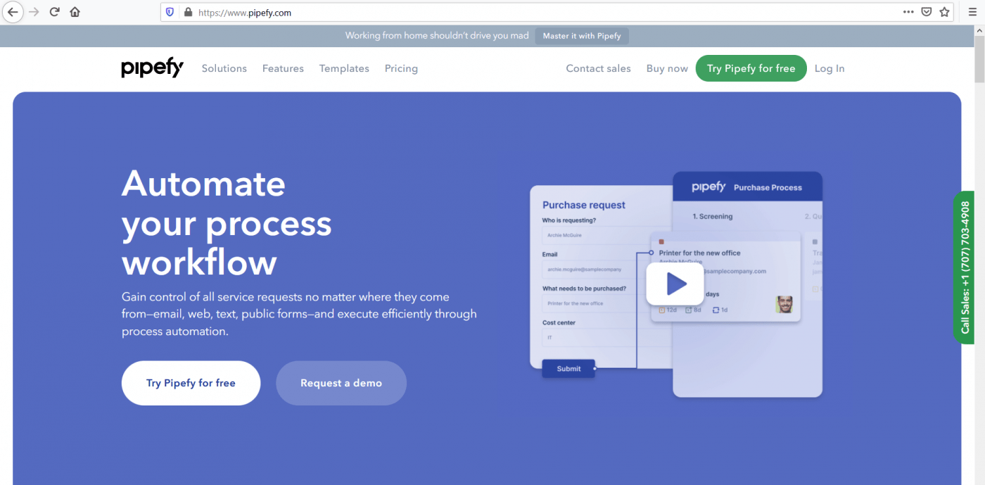 Pipefy-Startseite