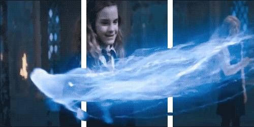Hermione waving a magic wand