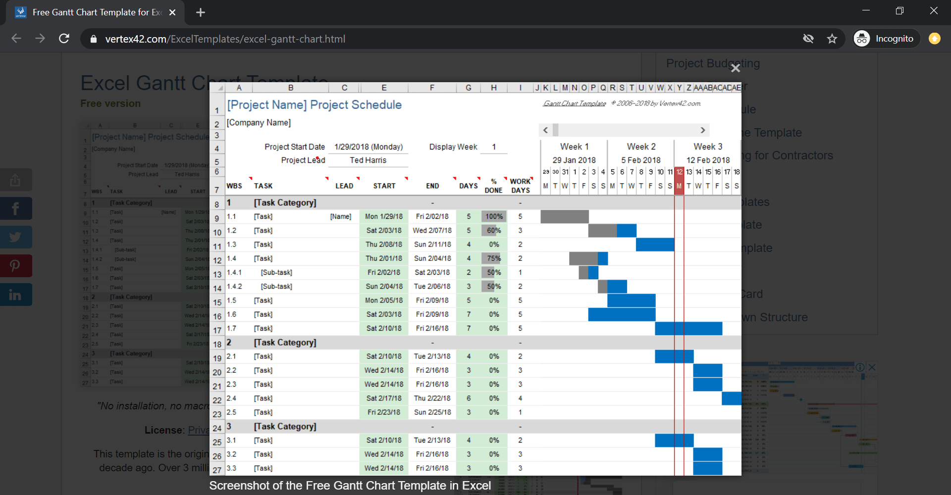 gráfico de Gantt do Excel