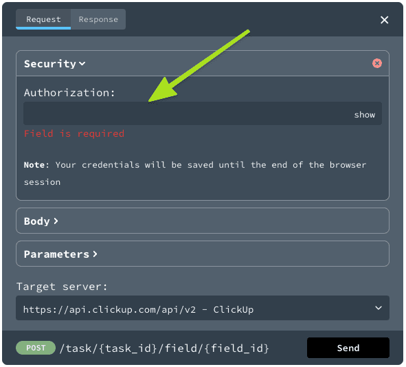 ClickUp API security example