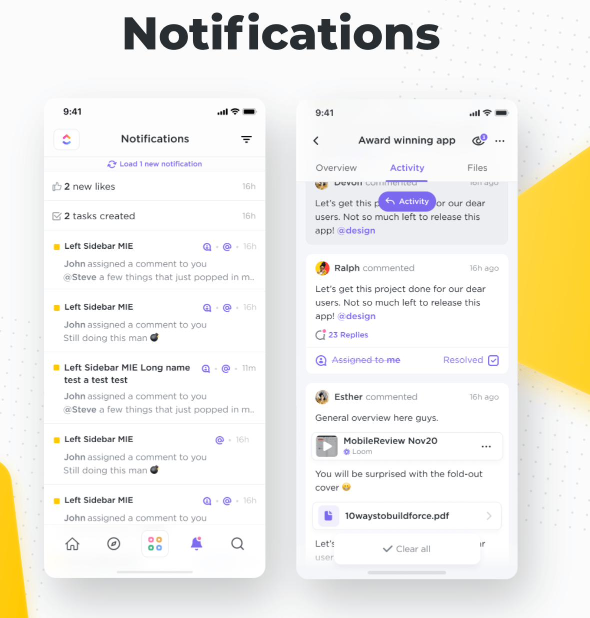 clickup mobile notifications