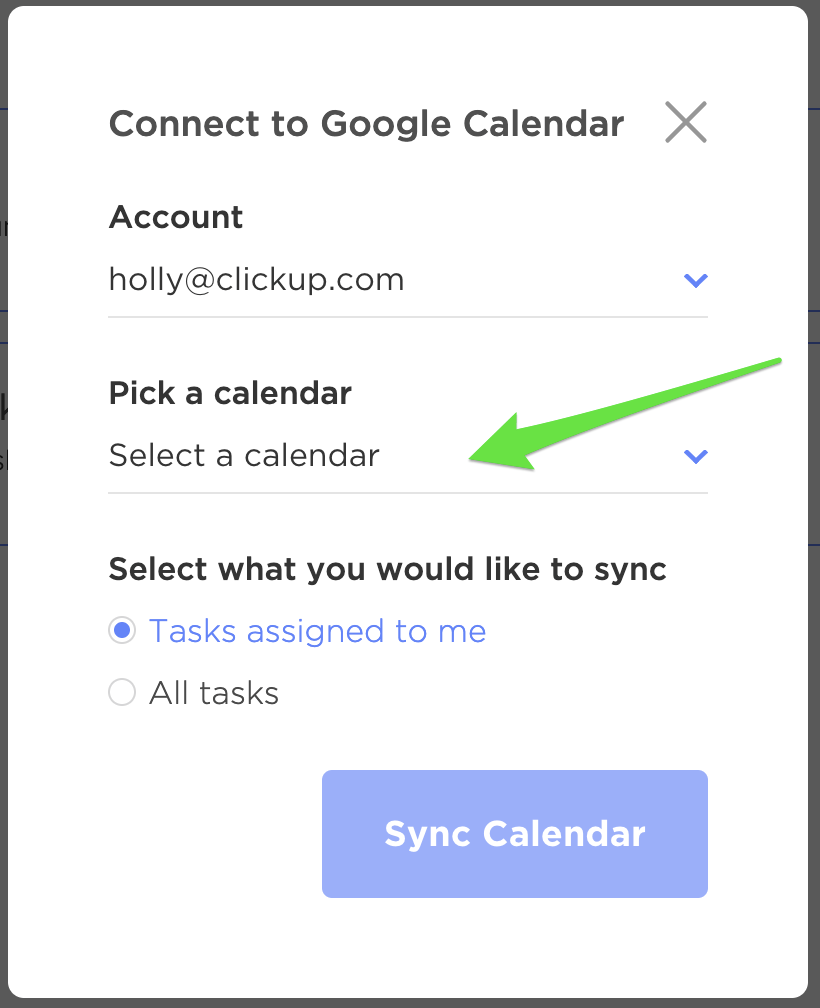 google calendar sync with clickup