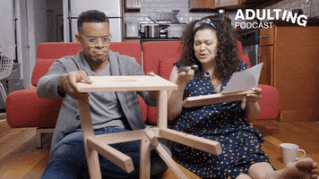 a man and woman adulting gif