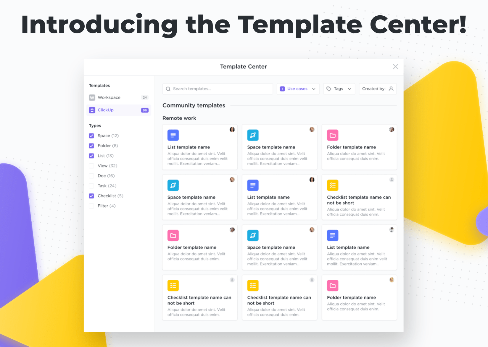 clickup template center