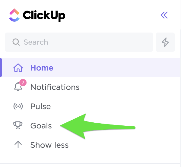 accessing goals in clickup